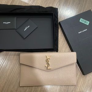 YSL Uptown leather envelope pouch